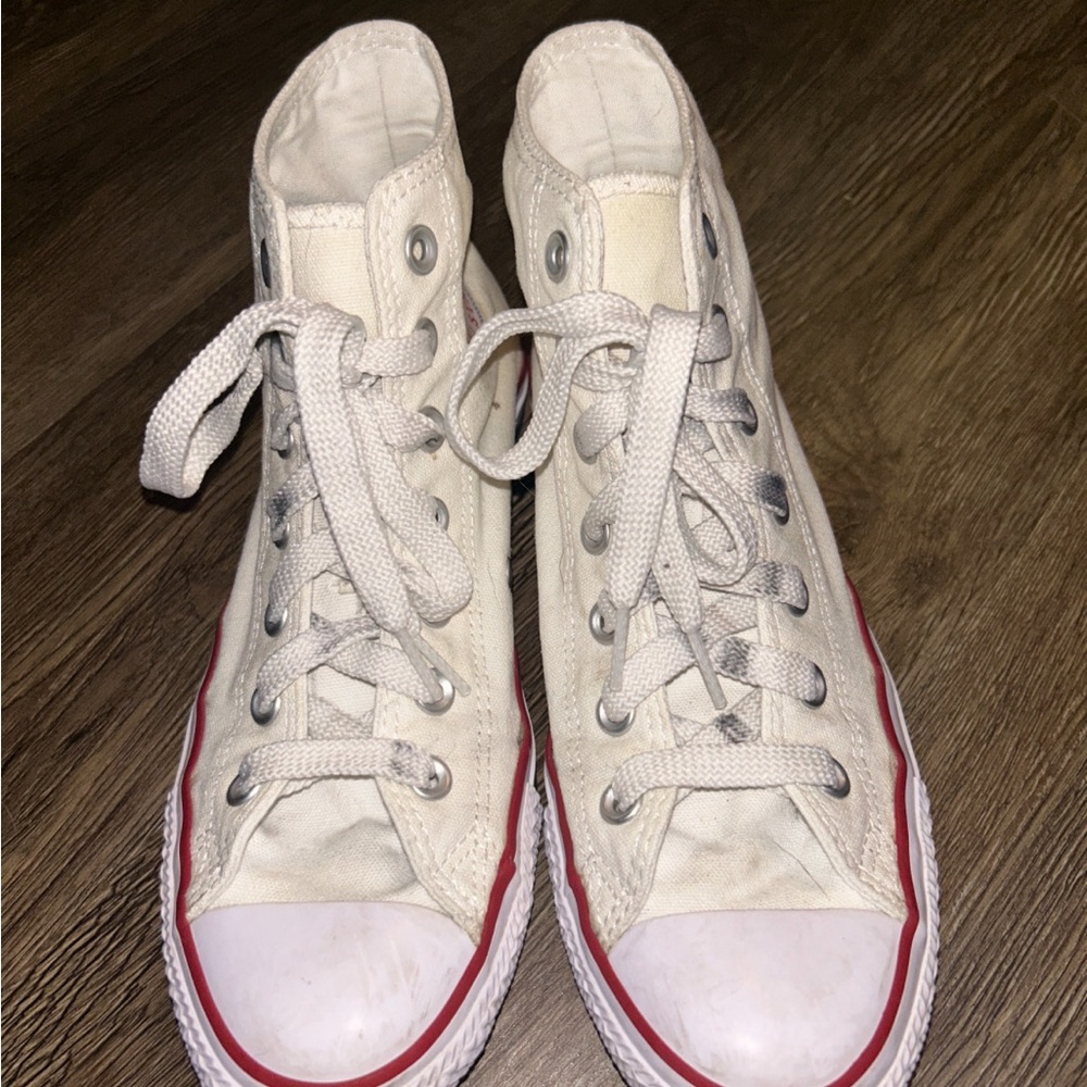 Converse White and Red Hightops